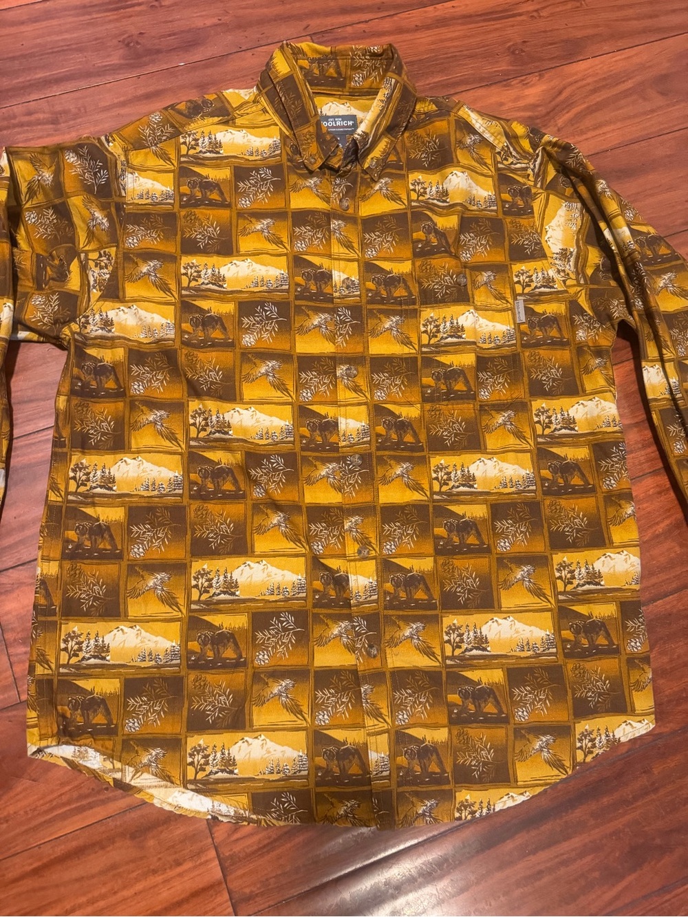 Woolrich Mustard Yellow Scenic Print Button-Down Shirt - Picture 2 of 11